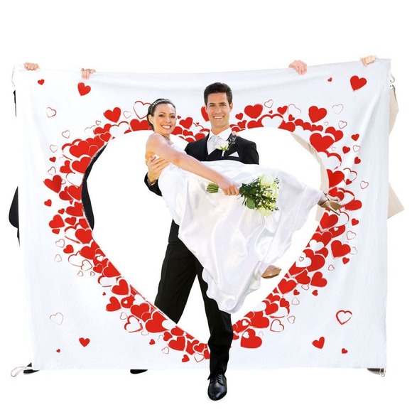 Large Wedding Sheet-JUST MARRIED-Cut Out for walk thru & photos - New in Box! - Picture 1 of 6
